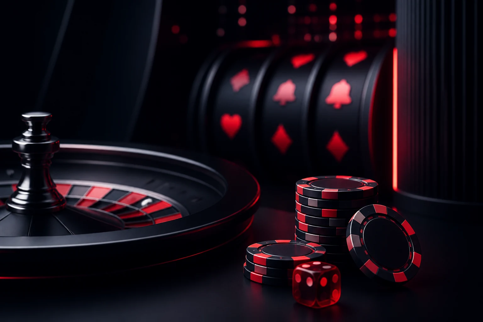 Catalogo di giochi online con roulette, slot e chip in stile Ybets
